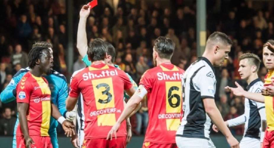 Ghanaian striker Elvis Manu's red card leads to heavy defeat for Go Ahead Eagles in Holland