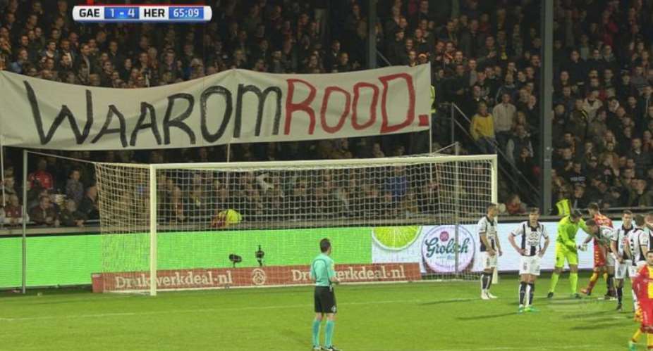 Fans stage instant ''Waarom Rood'' protest in Holland over Elvis Manu red card