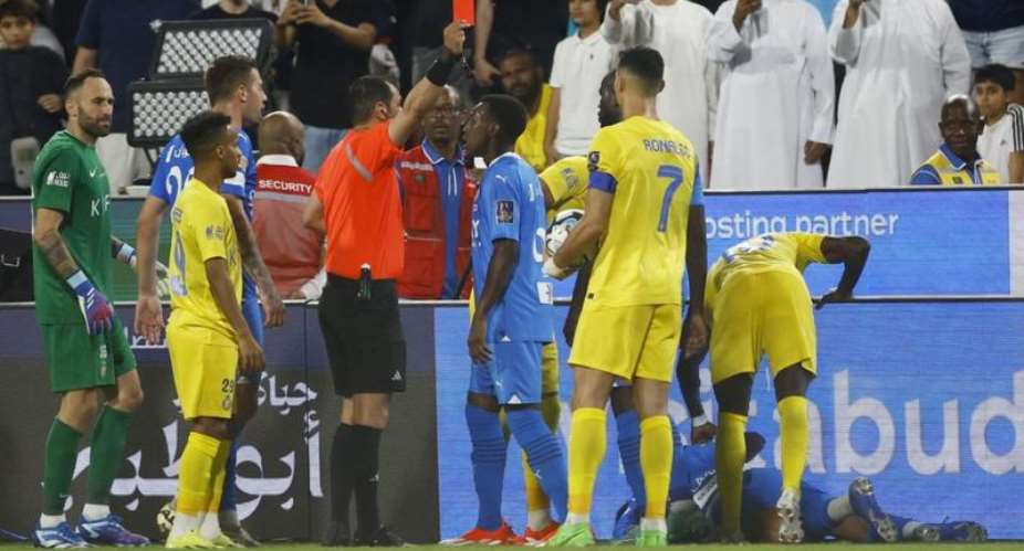 Cristiano Ronaldo had been booked earlier in the game, before receiving a straight red card