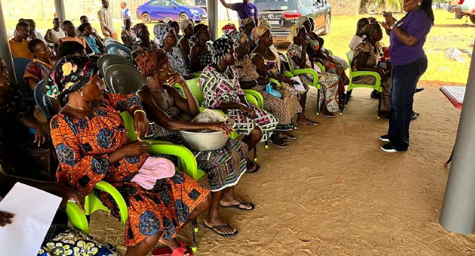 Stella Kudah, Country Director for Friends of Adaklu addressing beneficiaries of