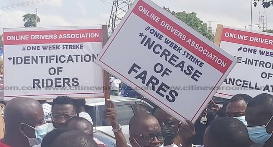 Kumasi: Drivers of ride-hailing apps demonstrate over poor working conditions