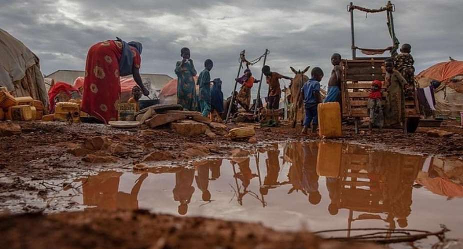 Floods destroyed homes in Somalia in October 2023. Photo: IOM 2023/Claudia Rosel