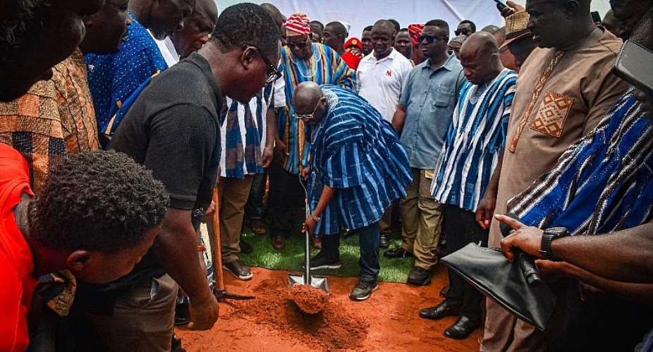 Bawumiacuts sod for construction ofGambagaSports Complex