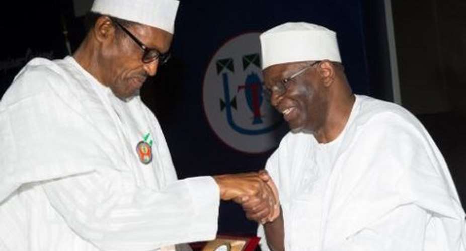 President Muhammadu Buhari-left and his new Chief of Staff, Prof Ibrahim Gambari-right. Politics Nigeria