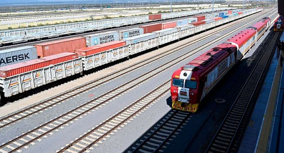 A general view shows the Standard Gauge Railway train constructed by the Chinese Communications Construction Company and financed by Chinese government. - Source: Simon MainaAFP via Getty Images