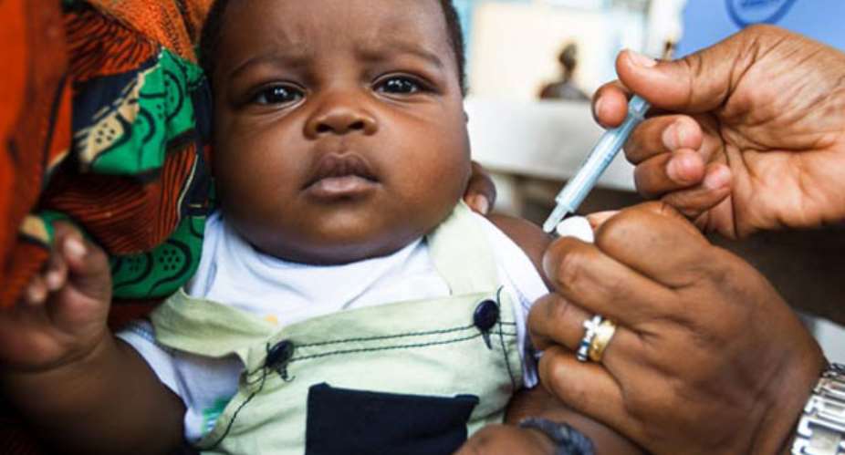 A child being administered with the IPV vaccine