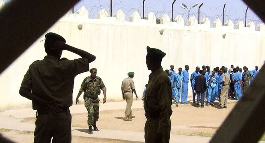 Prison guards are seen at Somaliland's Hargeisa prison on March 29, 2011. Television reporter Abdirahman Keyse Mohamed was recently arrested by police in Somaliland and is being held without charge in a prison in Las Anod. APKatharine Houreld
