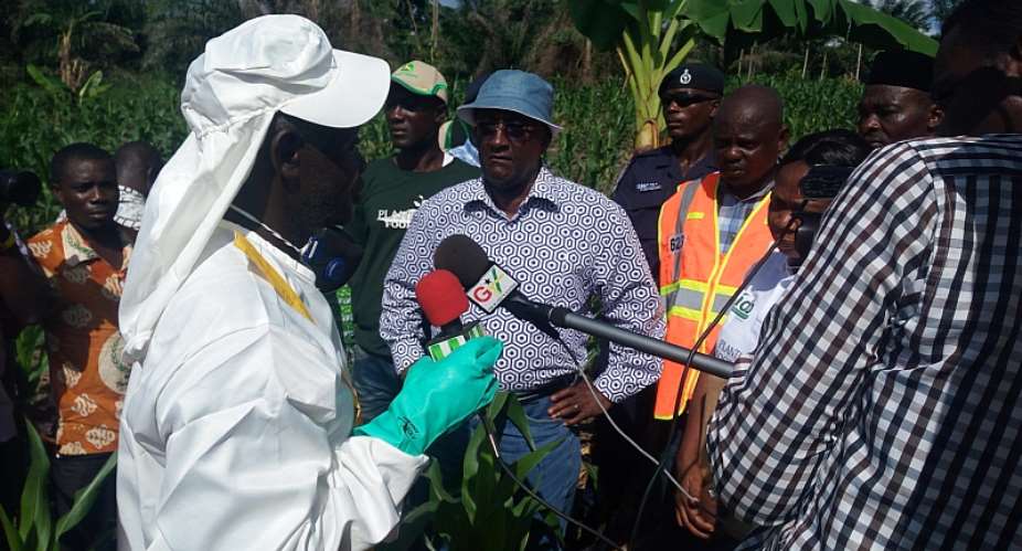 Agric Minister Tours Army Worm Infested Areas.....As Farmers Express Optimism Over Fight, Planting For Food And Jobs