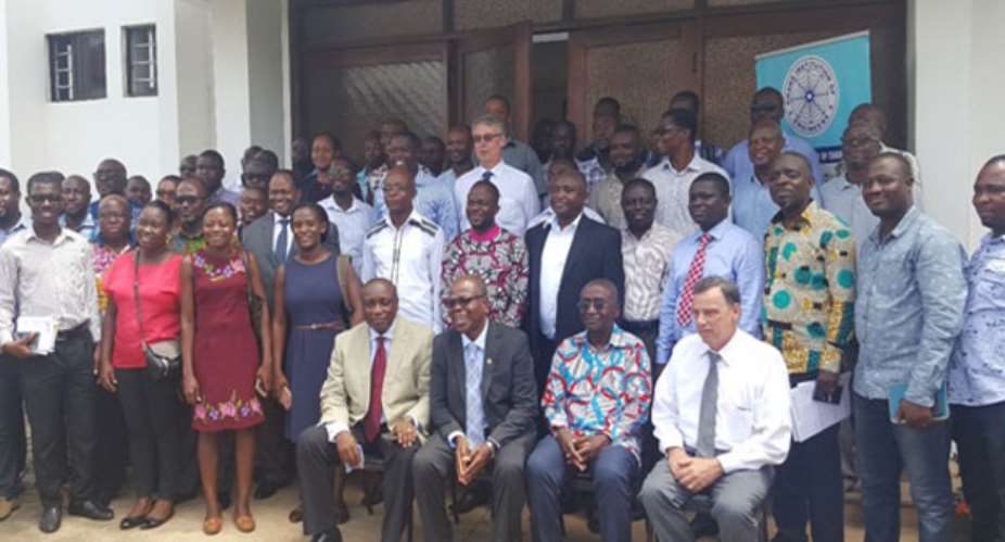 Seated from left: Ing. Kwabenam Agyei Agyapong, Ing. Steve A. Amoaning-Yankson, Dr KwakuAning, Dr Gustave Danielson and other officials posed with some of the participants and resource persons