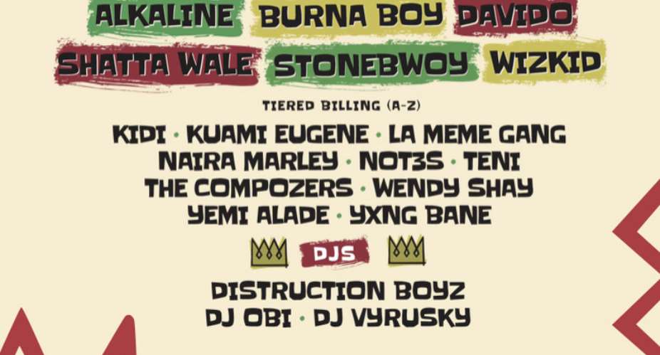 Shatta Wale, Stonebwoy, Alkaline, Davido, Wizkid others for Afro Nation Ghana festival 2019