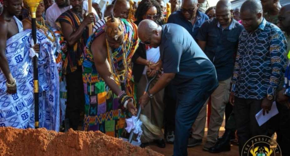 Construction of 24-hour economy market for Asesewa: President Mahama cuts sod