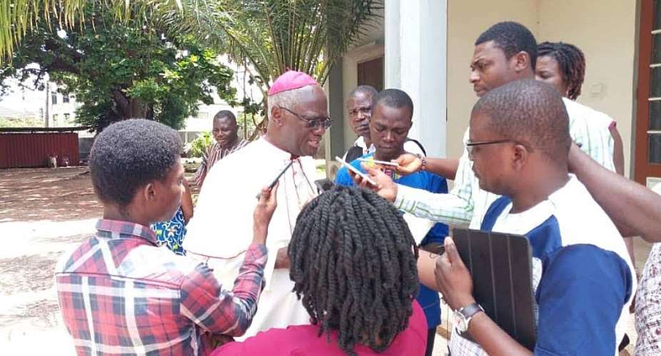 Archbishop John Kwofie granting interview with CAMP-G press