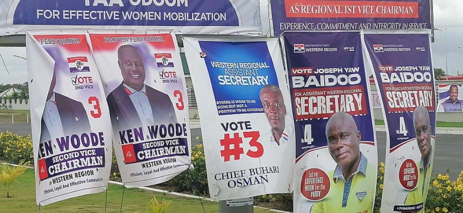 Nzema Manle Complex flooded with NPP Regional executives' posters ahead of polls