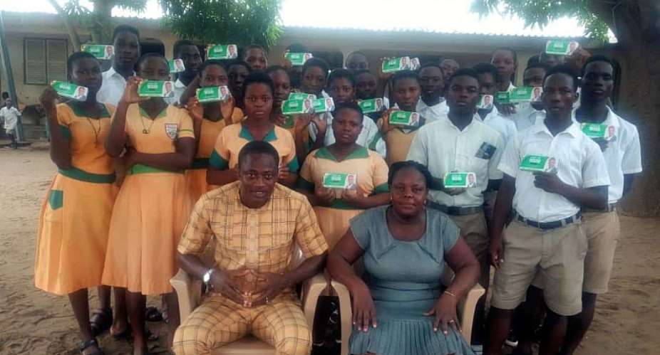 Mr Bill Ocloo with some BECE candidates