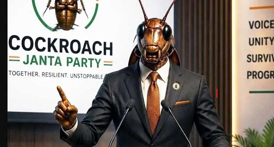 An AI-generated illustration shows the parody Cockroach Janta Party’s logo. -  AI-generated image/ Cockroach Janta Party