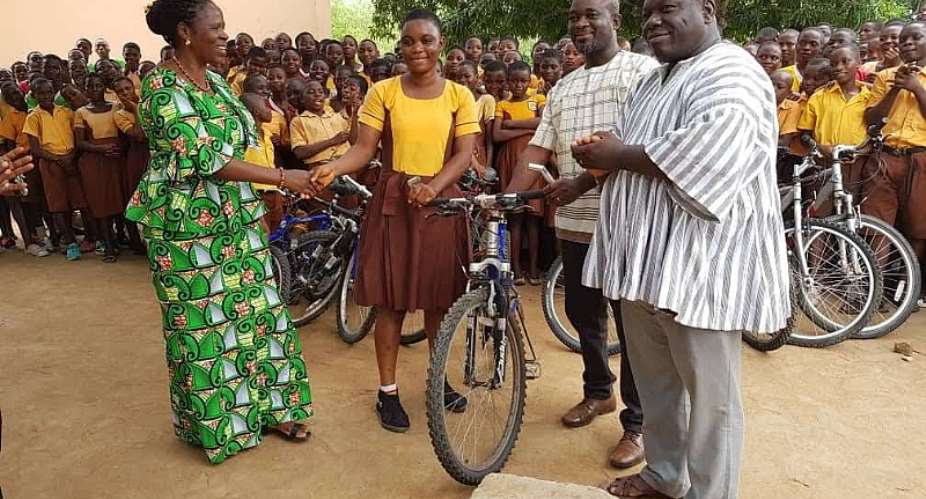 Hon Agbeve presents bicycles to pupils
