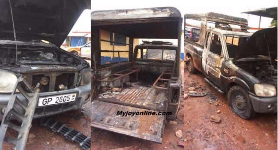 Police vehicle set on fire as arrest sparks fresh Somanya violence