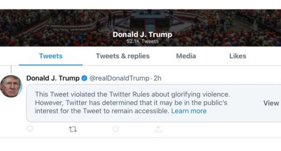 George Floyd: Twitter Hides Trump Tweet For Glorifying Violence