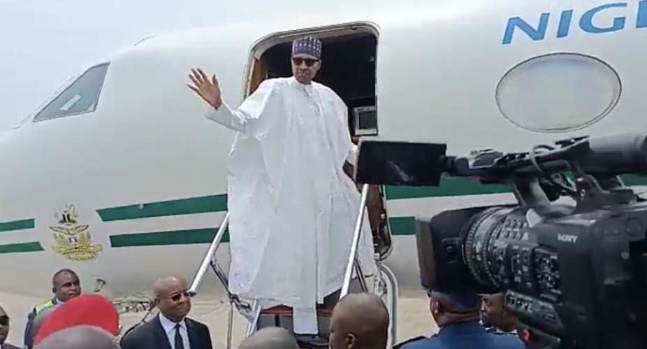 H.E Muhammadu Buhari, immediate past President of Nigeria, jetting home to his hometown, Daura to rear animals