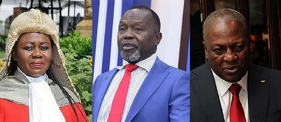 Chief Justice Gertrude Araba Esaaba Sackey-Torkornoo, Attorney General Dominic Akuritinga Ayine and President John Mahama