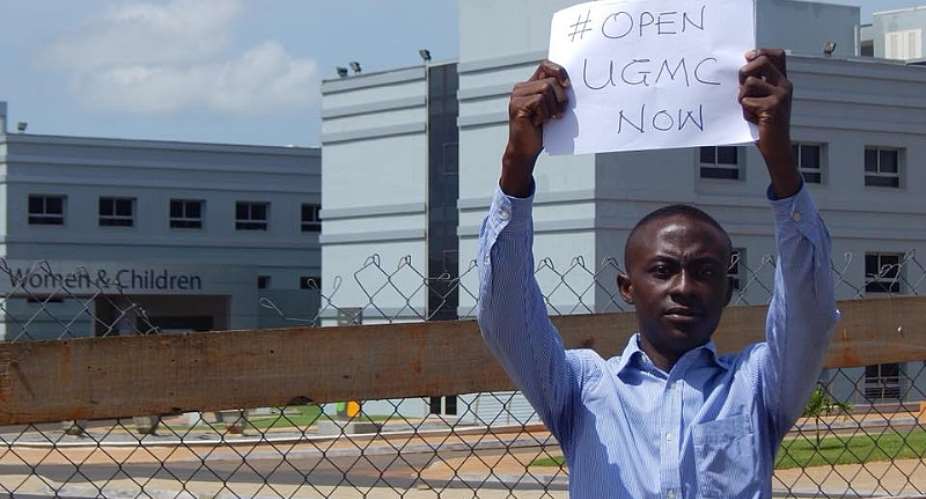 Reginald Sekyi-Brown was arrested for holding a placard and detained at the Korle-bu Police station