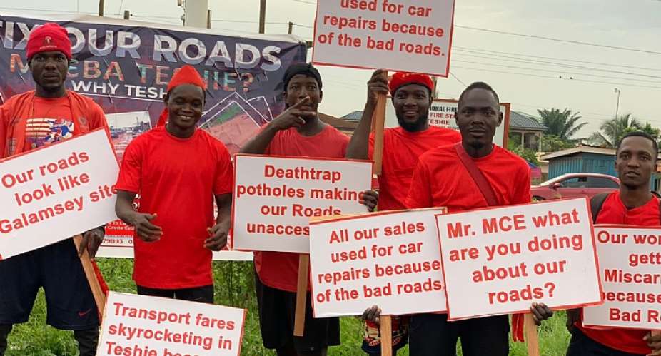 Teshie residents protest over deplorable roads