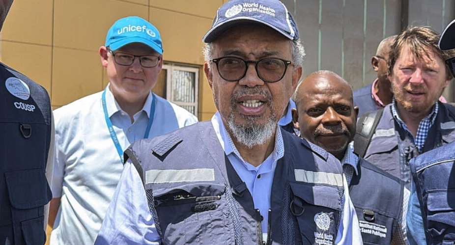 World Health Organization (WHO) Director-General Tedros Adhanom Ghebreyesus arrives in Bunia, in the eastern Democratic Republic of the Congo, where an Ebola outbreak has been declared, 30 May 2026. - AFP - GLODY MURHABAZI