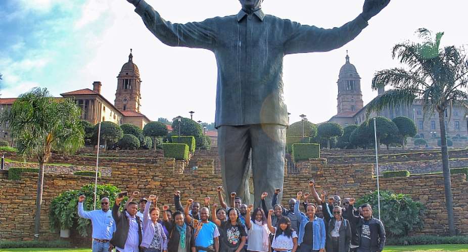 Statue of Nelson Mandela at Unions building Pretoria