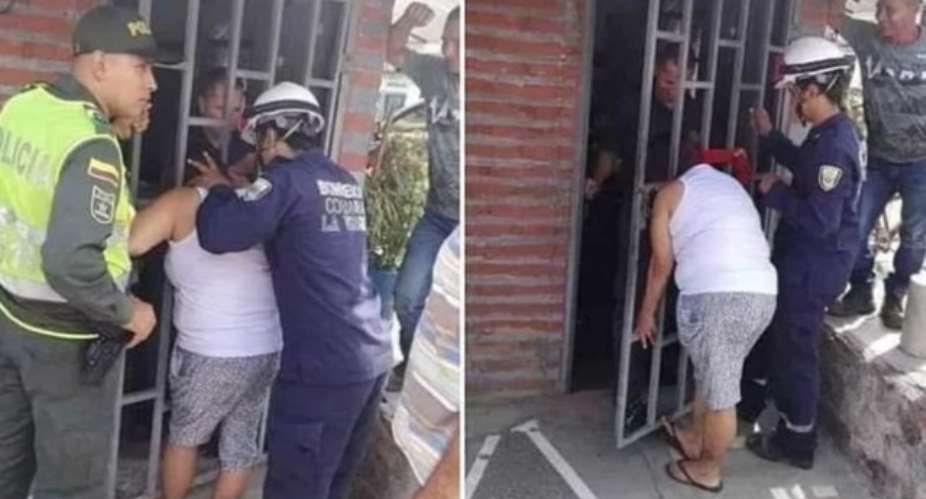 Woman Who Sticks Her Head Through Neighbor's Metal Grate Stuck For 5hours