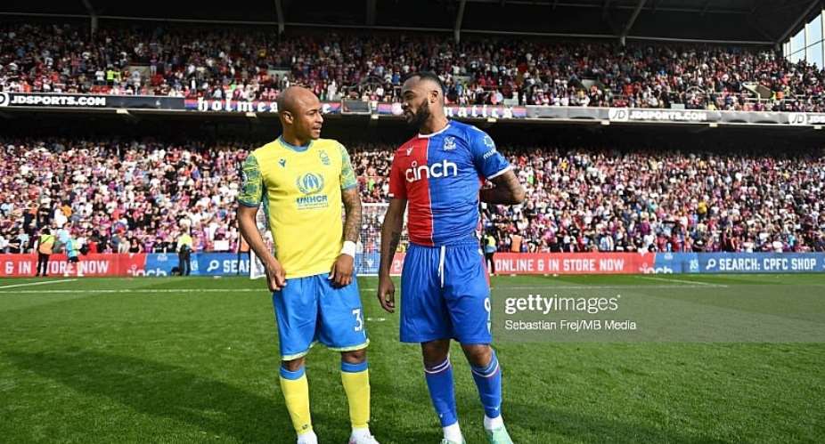 Abedi Pele watches Jordan Ayew face off with Andre Ayew at Selhurst Park in Premier League final day