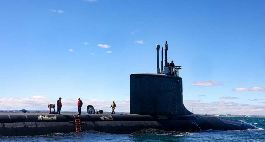 The US Navys USS Minnesota (SSN-783), a Virginia-class fast attack submarine, sails in waters off the coast of Western Australia on March 16, 2025. -  Colin Murty, AFP