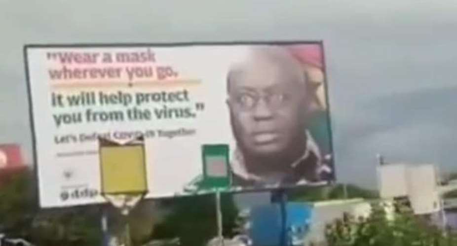 Billboard Of Akufo-Addo 'Preaching' Wear Face Mask But Without Face Mask To Go Down