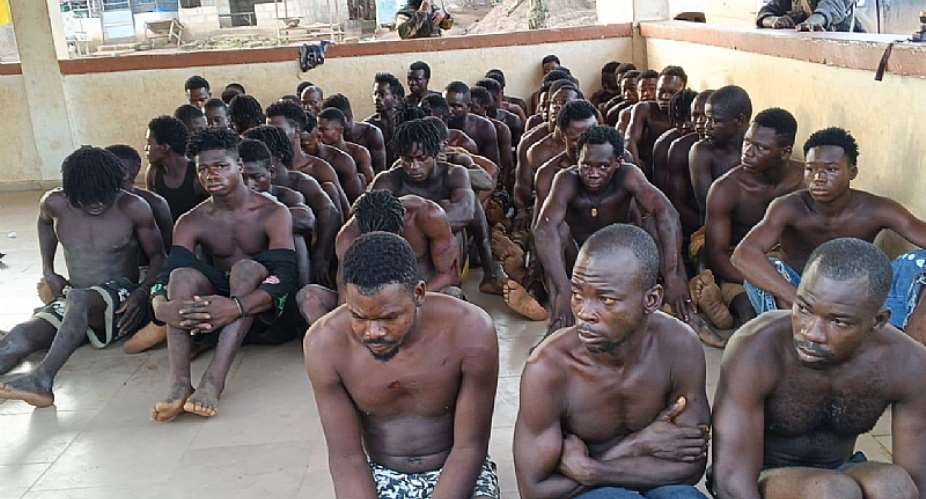 NaIMOS arrests 49 suspected illegal miners after armed clash at Adiewoso