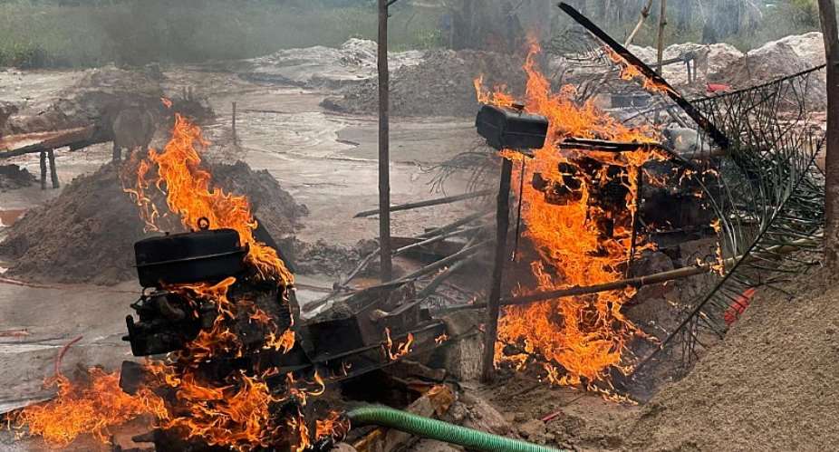 NAIMOS arrests galamsey kingpin, destroys equipment in River Tafana raid in Suaman
