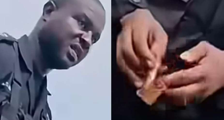 Police officer caught on camera allegedly extorting money from illegal miners in Abura Dunkwa