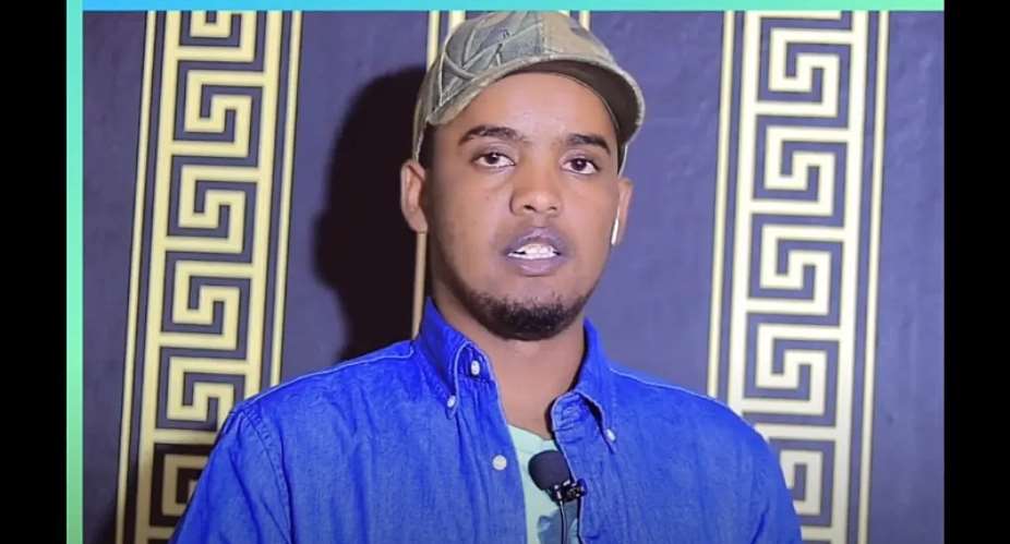 In a video uploaded November 2022, journalist Muhiyadin Mohamed Abdullahi, who is appealing a two-year prison sentence, talks about the popularity of his online show, Muxiyediin Show. Screenshot: nimcaan ilkacaseYouTube