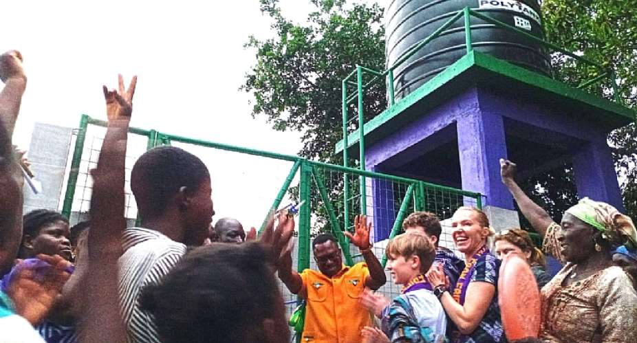Commissioning of one of the boreholes at Adaklu Dawanu by the DCE, Hon Jerry Ameko for the community with the support of Linda Janourova and Christina Randazzo