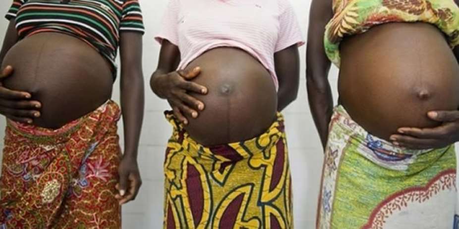 Three pregnant girls writing 2026 BECE in AdakluDistrict