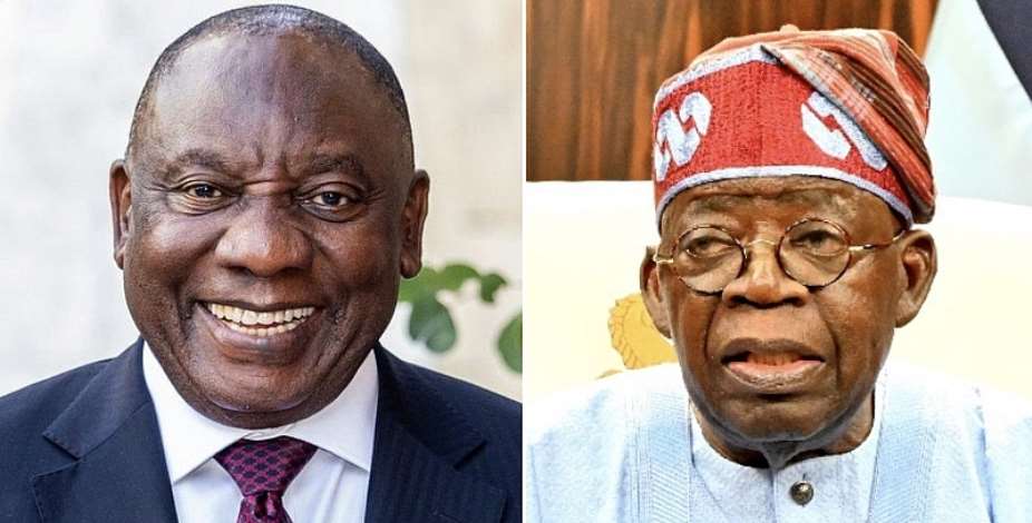 L-R: Presidents Cyril Ramaphosa of South Africa and Ahmed Tinubu of Nigeria