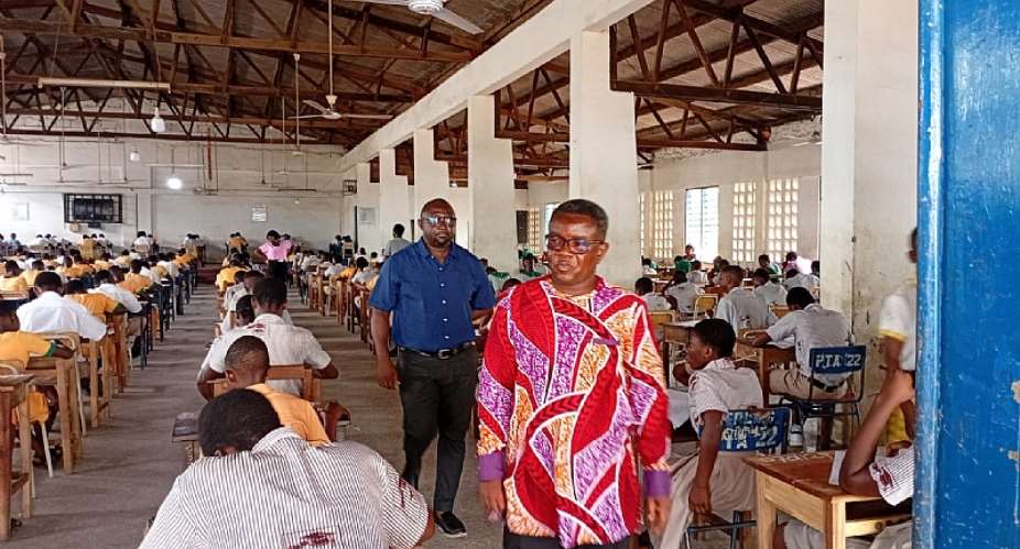 Hon Edem Kofi Kpotosu, Member of Parliament for Ho Central Constituency on a tour at the Mawuko Girls Senior Secondary School in Ho.