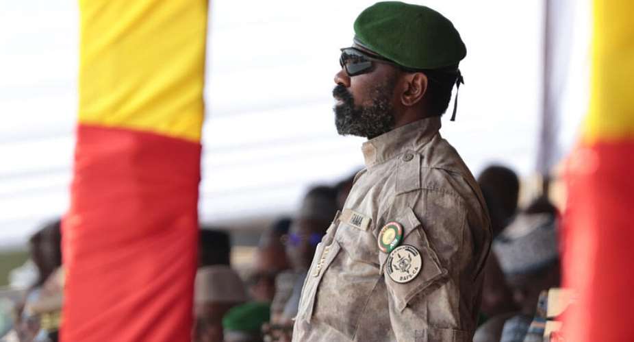 Malis junta leader Gen. Assimi Goita attends the funeral of former defense minister Sadio Camara at the Military Engineering Parade Ground in Bamako, Mali, Thursday, 30 April 2026. - AP - Boubacary Bocoum