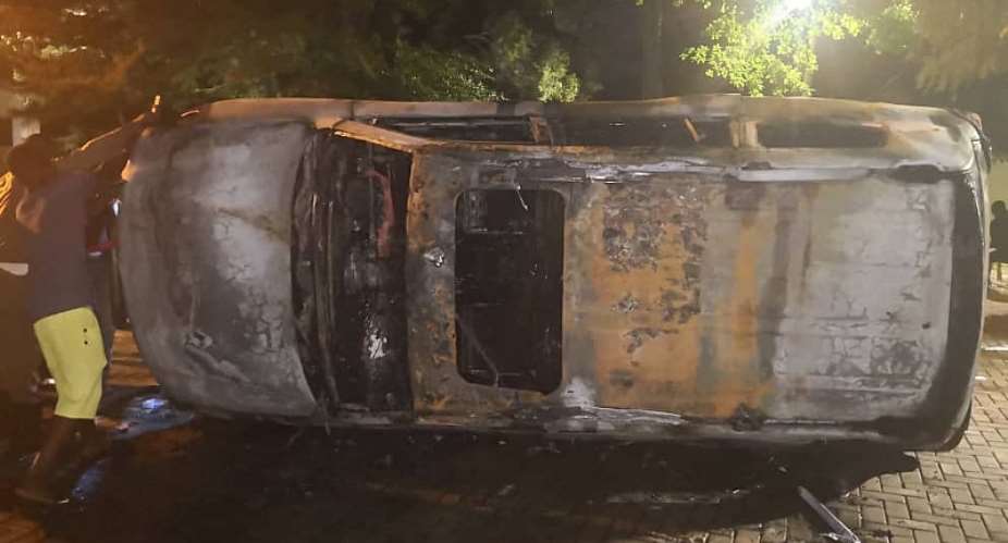 Accra Mayor's Toyota Land Cruiser Burnt To Ashes