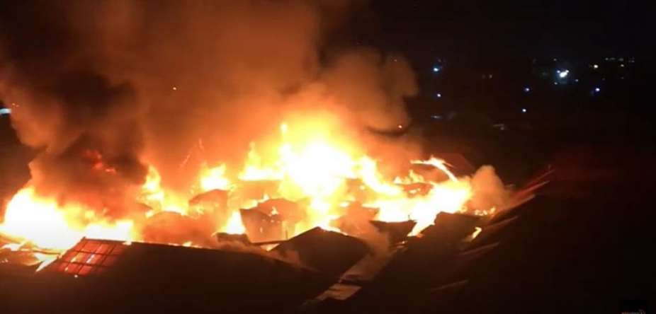 Fire destroy structures at Saban Park in Chorkor