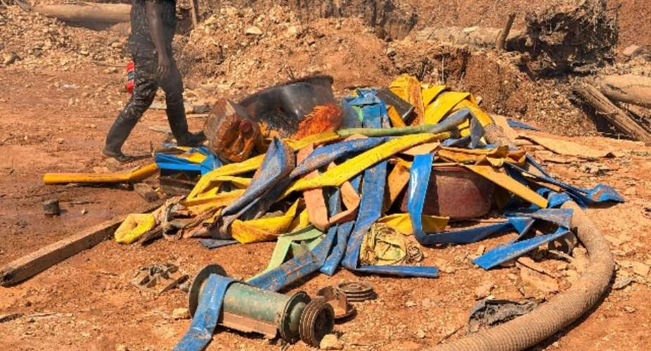 NAiMOS dismantles illegal mining camp, Disables Excavators in Nkawie Forest Reserve