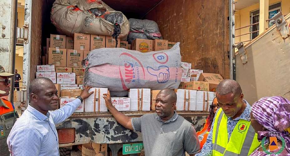 NADMO donates relief items to tidal wave victims in Fuveme