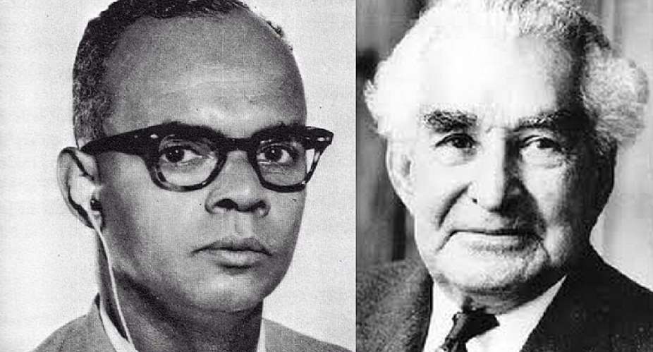 Eric Williams, First Prime Minister of Trinidad and Tobago, and Sir William Alexander Clarke Bustamante ONH GBE PC, First Prime Minister of Jamaica