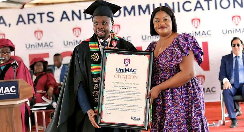 Best-Graduating Student from UniMAC-IJ Richard Strauss-Ashiaby gets Hollard prize
