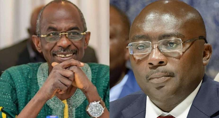 Johnson Asiedu Nketia, the National Chairman of the National Democratic Congress NDC left and Dr. Bawumia, Vice President and flagbearer of the New Patriotic Party NPP