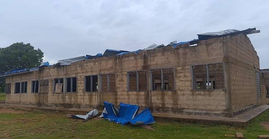 Ada: Rainstorm rips up Bornikorpe DA Basic School structure roofing