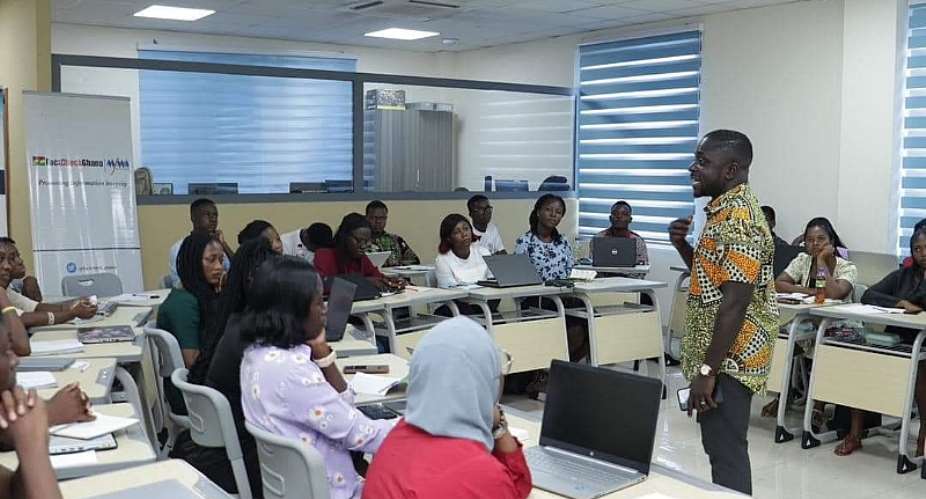 Dr. Lawrencia Agyepong, Head of Communication Studies Department, addresses participants on the importance of media literacy.